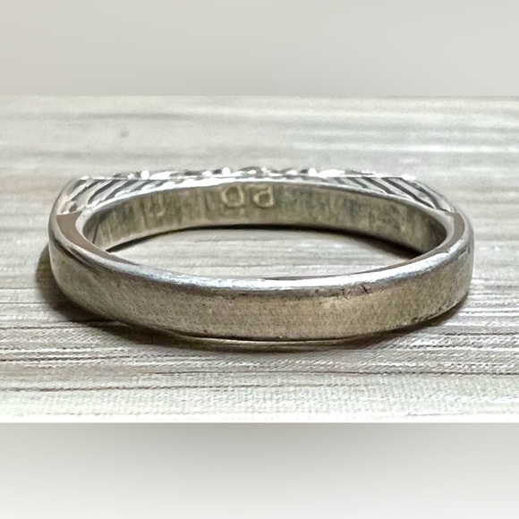 Designer Signed PD Sterling Silver Tall Flat Stacking Ring, Size 6, 2.7g - Picture 5 of 12